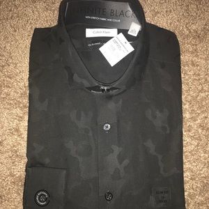 Calvin Klein black patterned men’s dress shirt